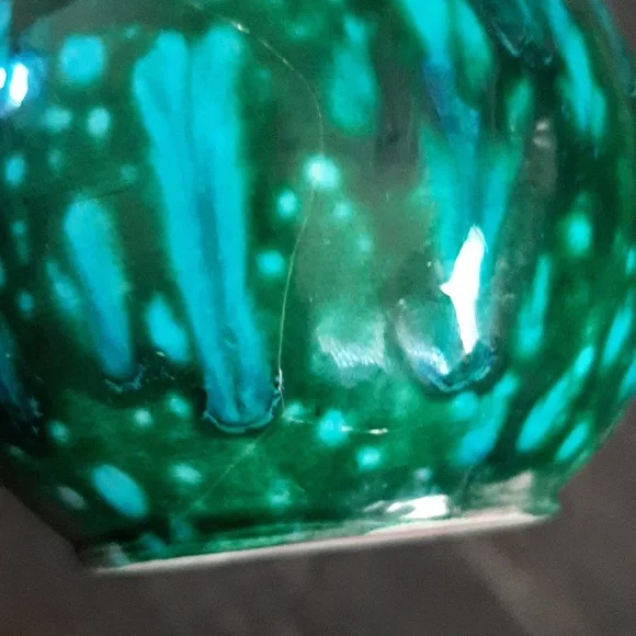 Hand Made Small Dripped Glaze Green Pitcher Vase - Picture 6 of 8